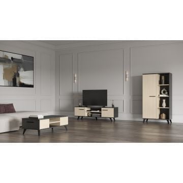 Woonkamer Kent: tv-meubel, salontafel, buffetkast - eikdecor/antraciet
