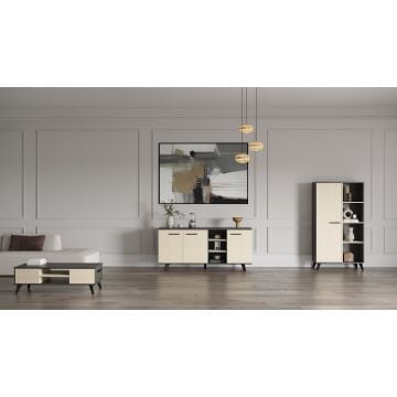 Woonkamer Kent: salontafel, buffetkast, dressoir - eikdecor/antraciet