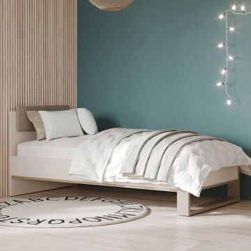 Eenpersoonsbed Camillia - 90x200cm - beige/grijs