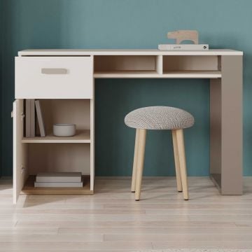 Bureau Camillia - 120x60x76,5cm - met opbergruimte - beige/grijs