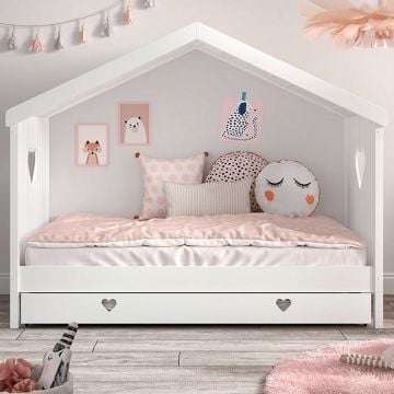 Open bedhuisje Amori met bedlade - wit