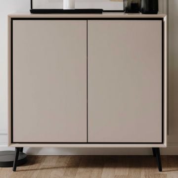 Commode Auryn - 90x38x90cm - 2 deuren - zand/zwart