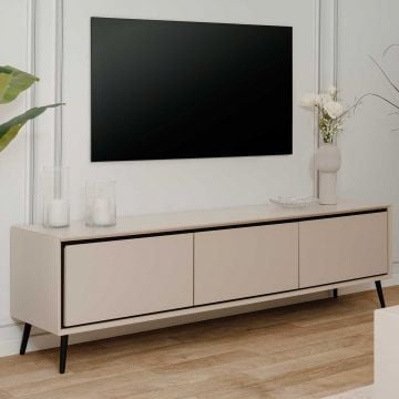 Tv-meubel Auryn - 175x38x50cm - 3 deuren - zand/zwart