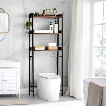 Toiletmeubel Atlanta | 63 x 25 x 165 cm | Bruin-zwart