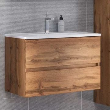 Wastafelmeubel Brama 80cm 2 lades - wotan eik 