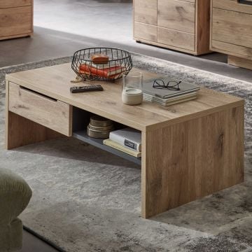 Salontafel Bellini 110x65cm met opberglade - eik/antraciet