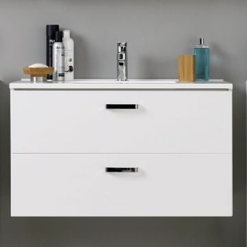 Wastafelmeubel Bobbi 100cm 2 lades - wit