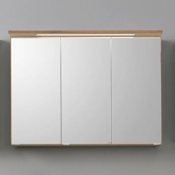 Spiegelkast Bobbi 100cm model 1 3 deuren & ledverlichting - eik