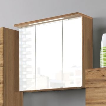 Spiegelkast Bobbi 60cm model 1 3 deuren & ledverlichting - eik