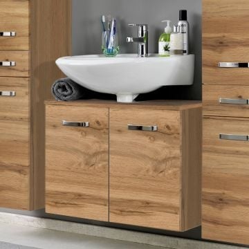 Wastafelonderkast Bobbi 70cm 2 deuren - eik