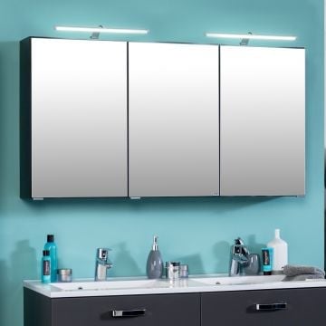 Spiegelkast Bobbi 120cm model 2 3 deuren & ledverlichting - grafiet