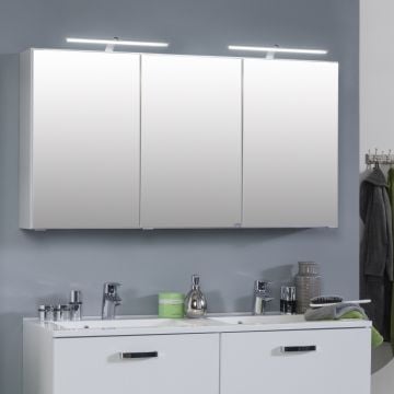 Spiegelkast Bobbi 120cm model 2 3 deuren & ledverlichting - wit