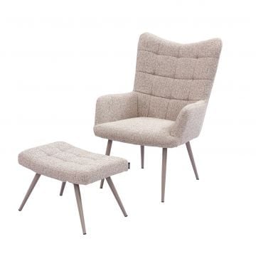 Relaxfauteuil met poef Musona - zandkleur 