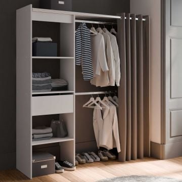 Kledingkast Chicago - 50x113,80x191,50 cm - Wit/spaanplaat 