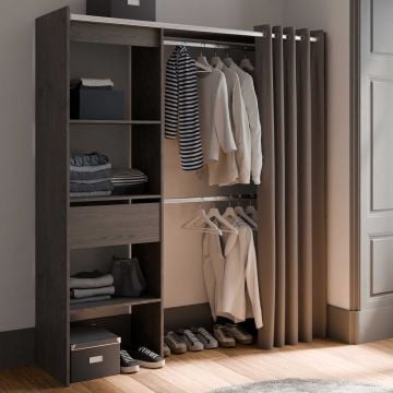 Kleerkast Chicago - 50x114x192 cm - Zwart/eik 