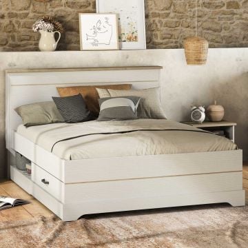 Bed Charme 140x190/200 cm-Kronberg eik/structuurwit