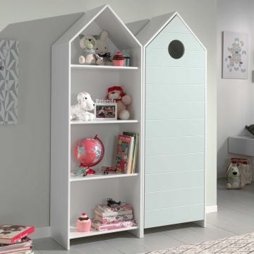 2-delige kledingkast Casami - 115x37x172 cm - Wit/muntgroen