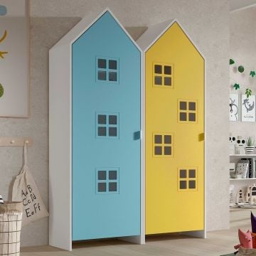 2-delige kledingkast Casami Bruges - 115x37x172 cm - Blauw/geel