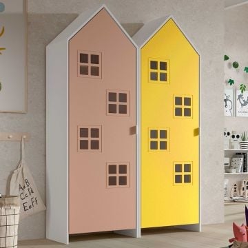 2-delige kledingkast Casami Bruges - 115x37x172 cm - roze/geel