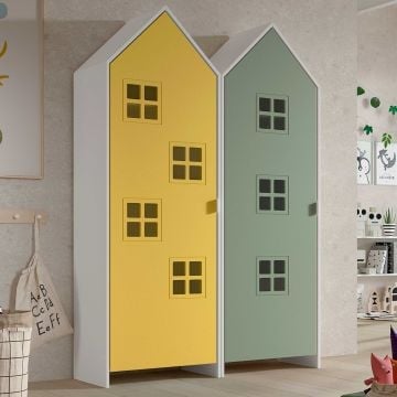 2-delige kledingkast Casami Bruges - 115x37x172 cm - Geel/groen 