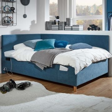 Eenpersoonsbed Cool | Met rugleuning | 120 x 200 cm | Blauw design