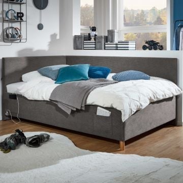 Eenpersoonsbed Cool | Met rugleuning | 120 x 200 cm | Antracietkleurig design