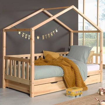 Bedhuisje  Dallas 2 90x200 met bedlade - dennenhout