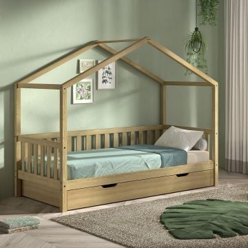 Bedhuisje  Dallas - 90x200 met bedlade - massief eikenhout