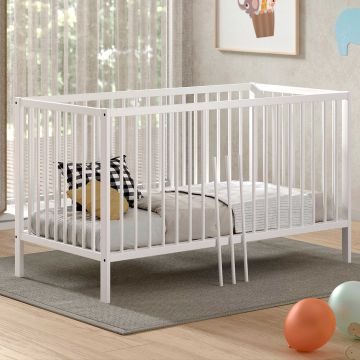 Peuterbed Dino 70x140cm - verstelbaar - wit dennenhout