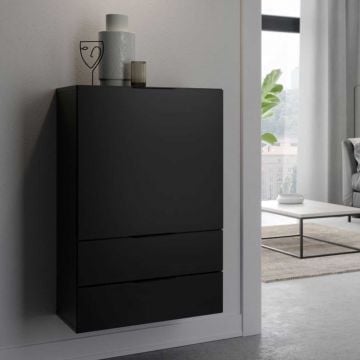 Tweede kans Commode Damien 50cm met deur & 2 lades - zwart