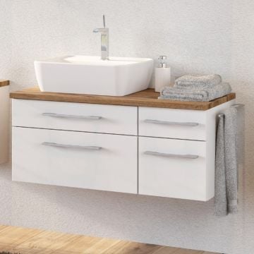 Wastafelmeubel Dasa (links) 90cm met 4 lades - wit