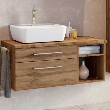 Wastafelmeubel Dasa (links) 90cm met 2 lades - wotan eik