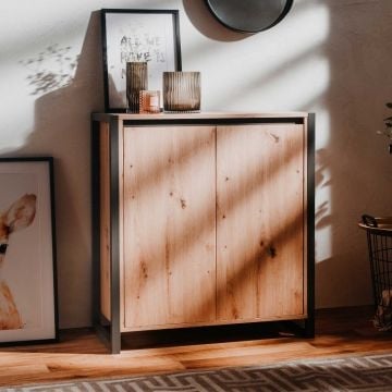 Commode Damon 80cm 2 deuren - eik/antraciet 