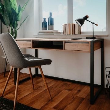Bureau Damon 120cm 2 lades - eik/antraciet 