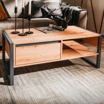 Salontafel Damon 100x55 met 1 lade - eik/antraciet 