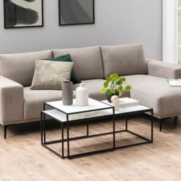 Set van 2 salontafels Dejan - zwart/marmer
