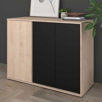 Dressoir Owen - 110x40x83cm - 3 deuren - eikdecor/zwart