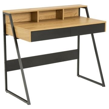 Bureau Reece 100cm - zwart/eik