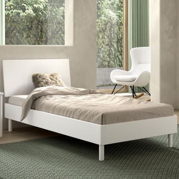 Eenpersoonsbed Forrest 90x200cm - massief beukenhout - wit