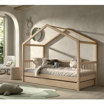 Huisbed Forrest 90x200cm met rolbed - massief beukenhout 
