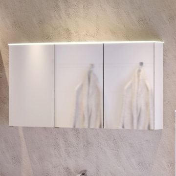 Spiegelkast Florent gebogen 100cm met 3 deuren & led lichtbalk - wit