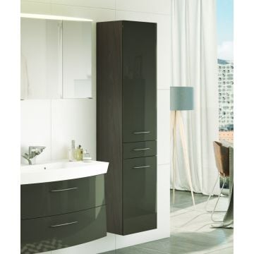 Kolomkast Florent 40cm met 2 deuren & lade - grafiet/hoogglans grijs