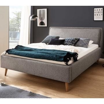Tweepersoonsbed Estee 160x200 met opbergruimte - grijs/eik