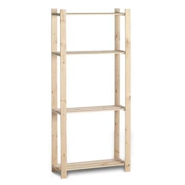 Houten opbergrek enkel 15kg 4 legplanken - smal