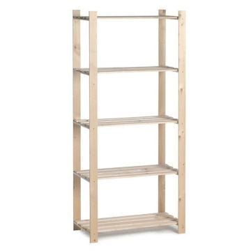 Houten opbergrek enkel 15kg 5 legplanken - breed