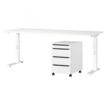 Bureauset Hermoso | Bureautafel en ladekast | Wit