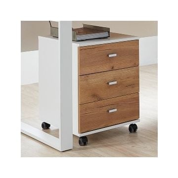 Ladeblok Lloris 3 lades - wit/eik