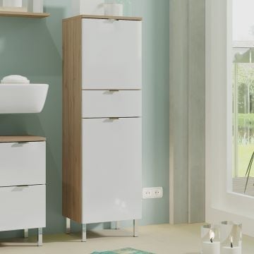 Kolomkast Mauro met 2 deuren & lade - eik/wit