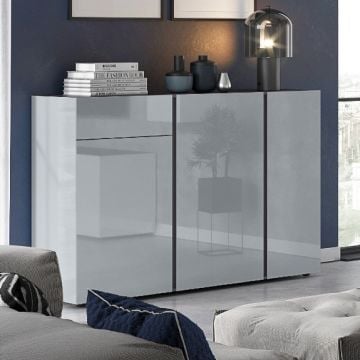Dressoir Mussa 3 deuren & 1 lade 152cm - grafiet/zilvergrijs