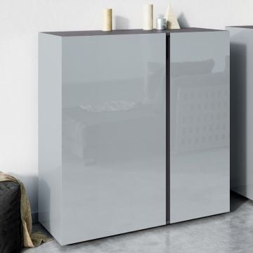 Commode Mussa 2 deuren 94 cm - grafiet/zilvergrijs